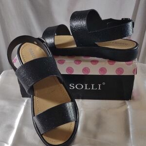 Rasolli Black Glitter Sandals - Size 10